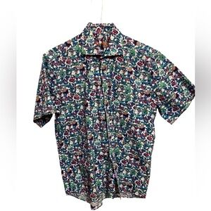 Alan Flusser Shirt Mens‎ Medium Butterfly AOP Button Up Preppy Art Novelty